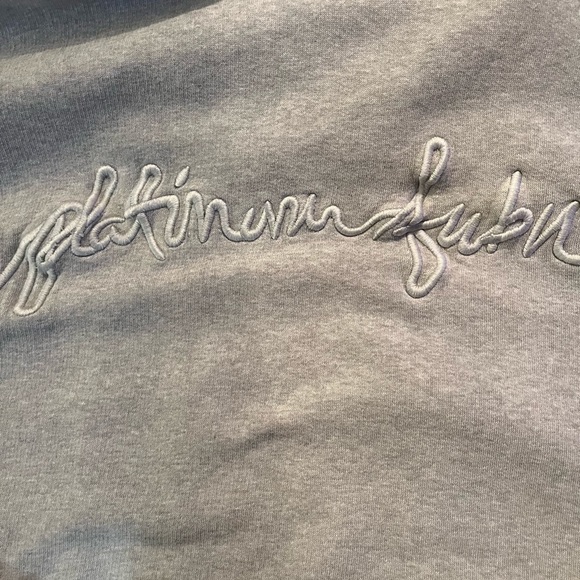 Y2K Platinum Fubu Sz L Spell Out Logo Gray Hoodie Sweatshirt - Picture 8 of 10